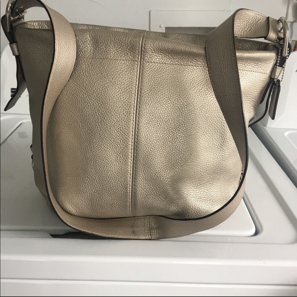 Coach Silver Pebbled Leather Shoulder/Hobo